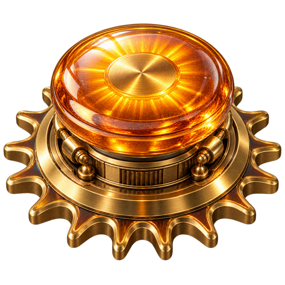 A glowing gold mechanical button design