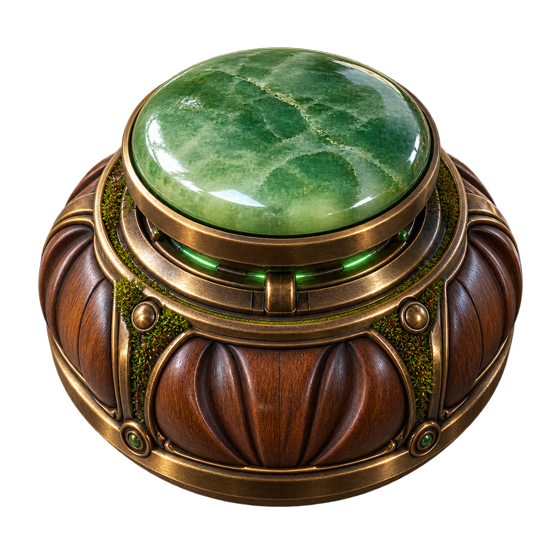 An intricate green botanical button design